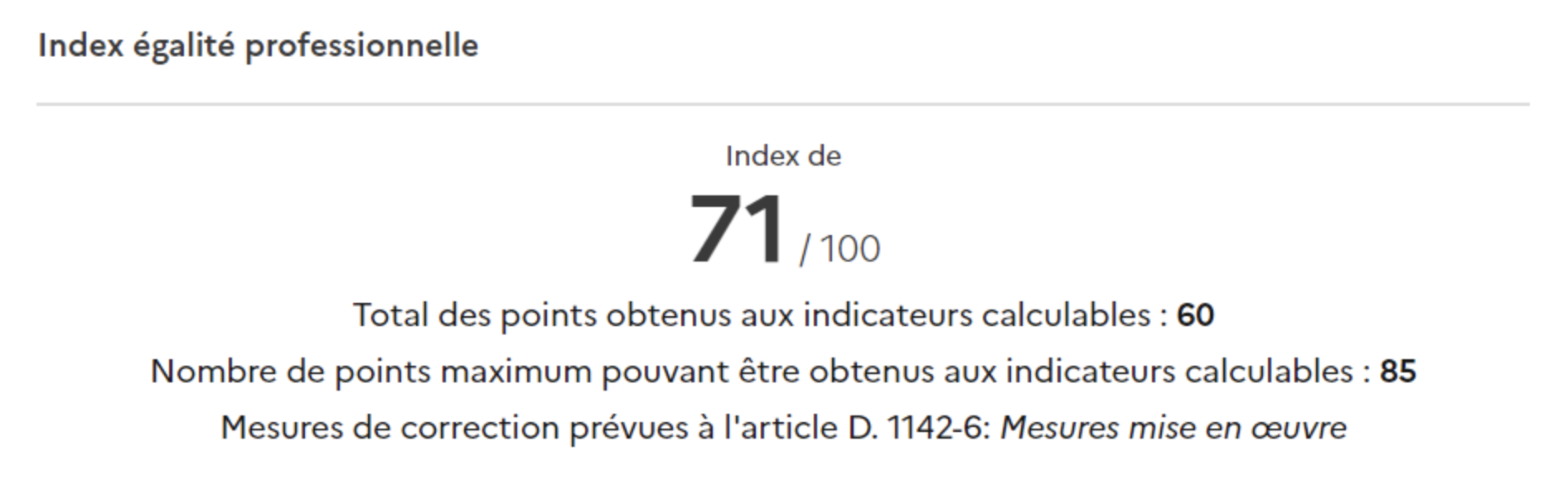 index égalité professionnelle